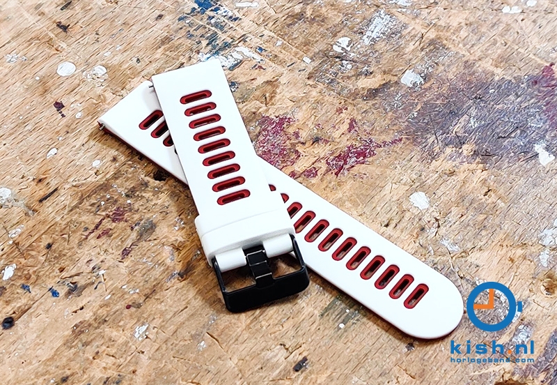 Siliconen horlogeband 22mm - wit/rood