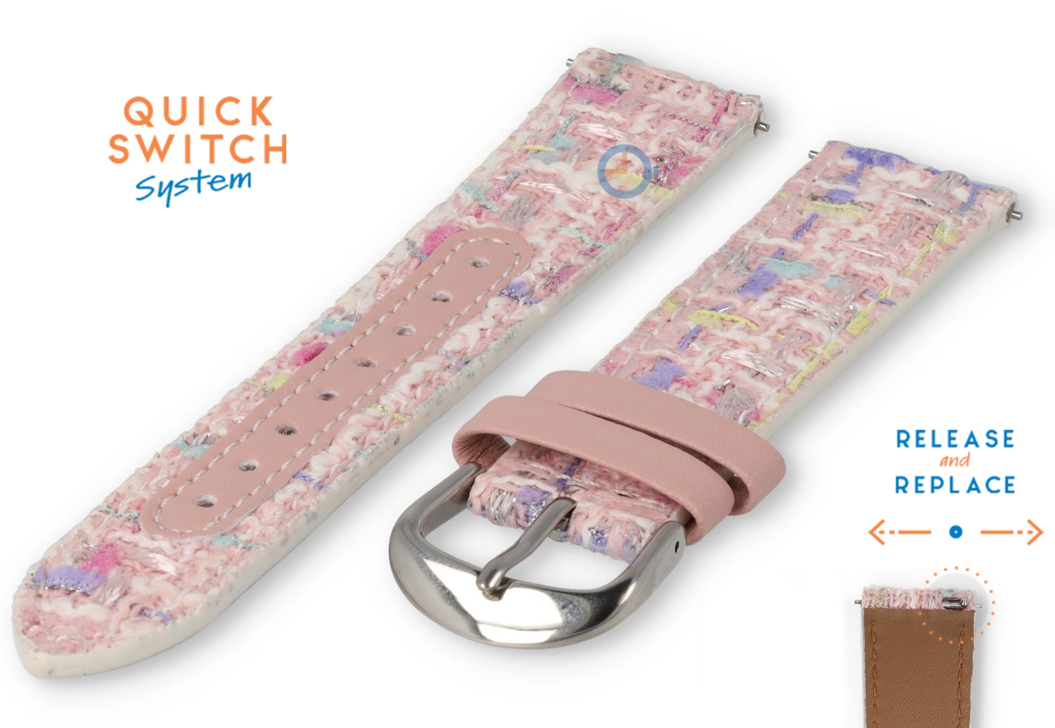 20mm fabric watch strap - crazy pink