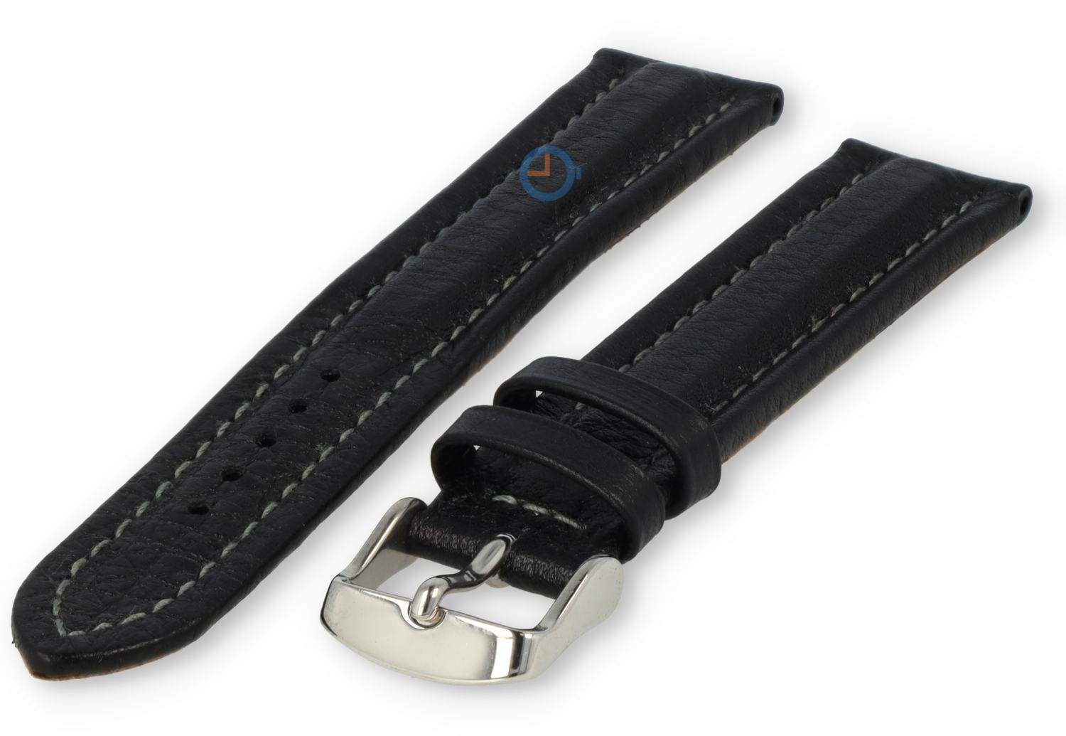 18mm padded watch strap made of black leather