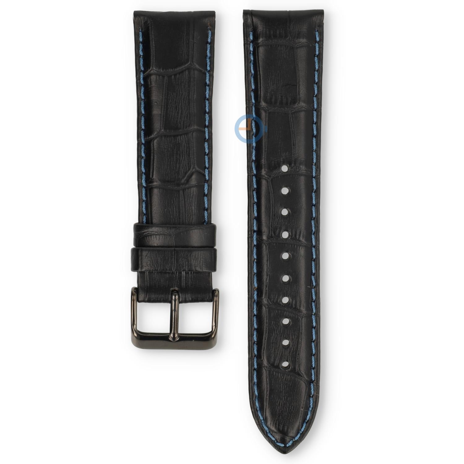 Universal 22mm black leather watch strap - Pulsar