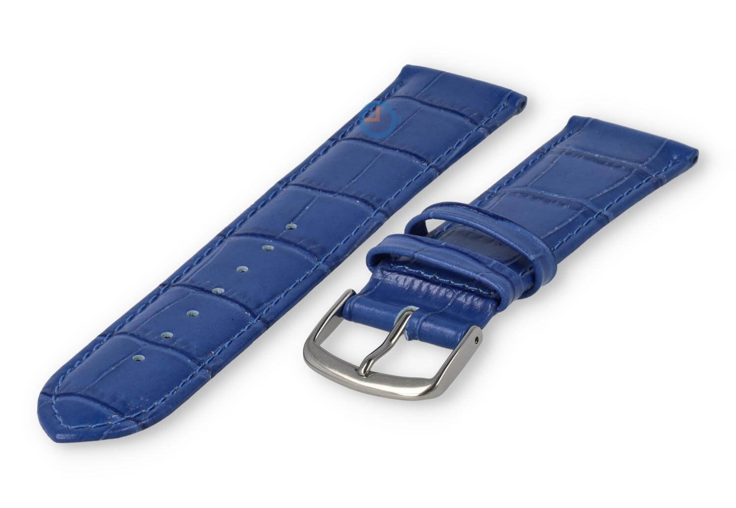 Leather watch strap croco - 20mm - royal blue