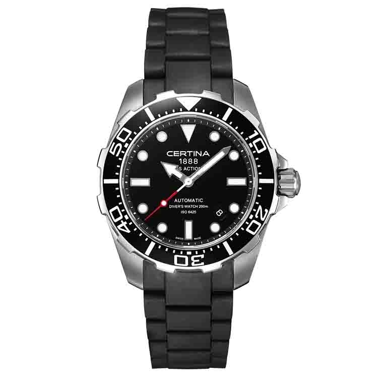 Certina bracelet C0134071705100A 22/22mm black rubber without buckle