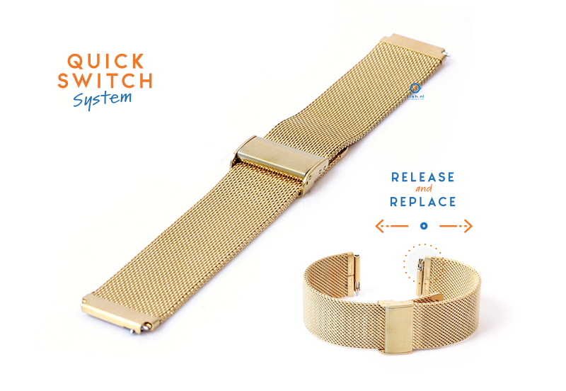 Watchstrap 18mm mesh gold