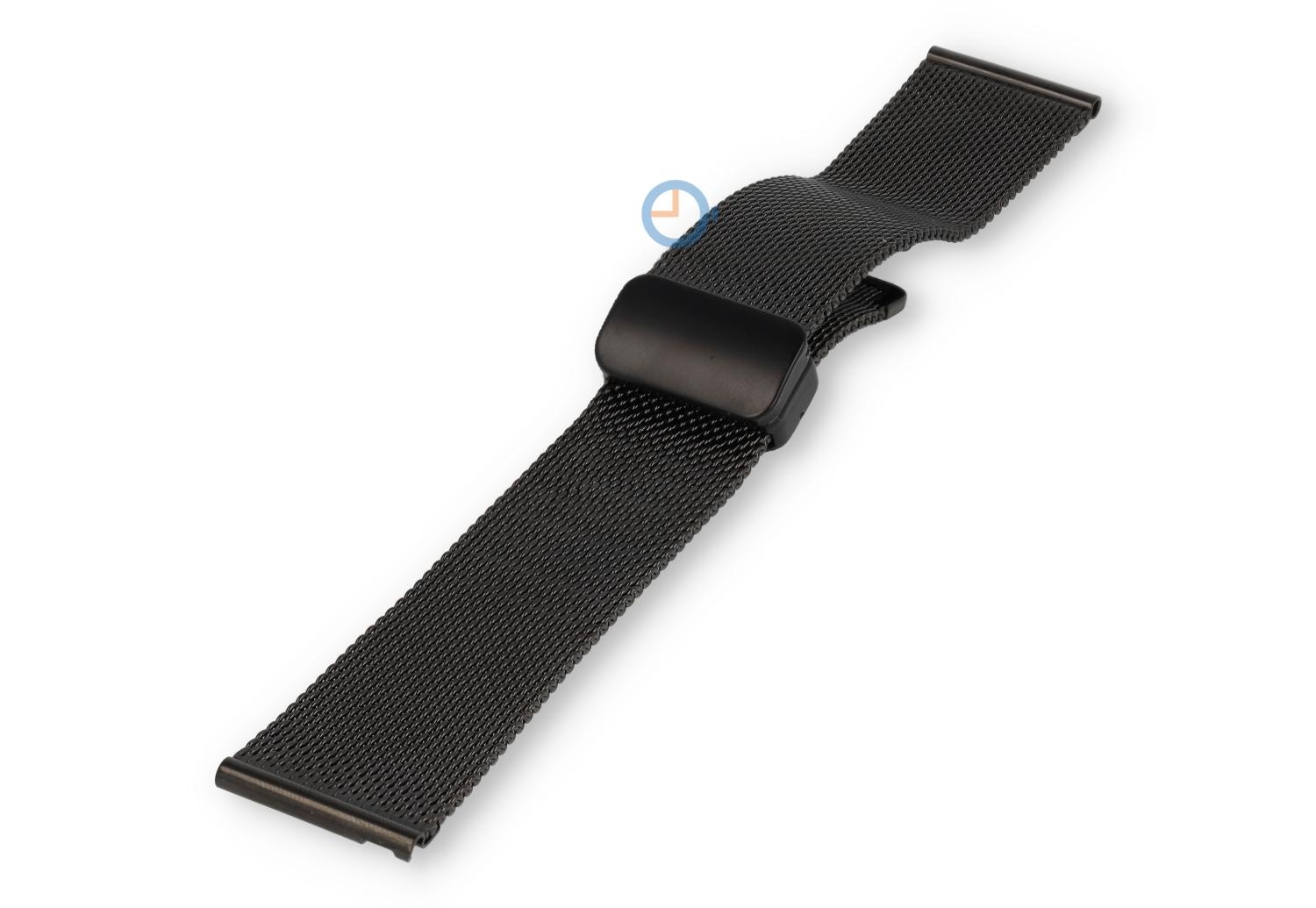 Mesh strap with magnatic butterfly clasp - 22mm - black