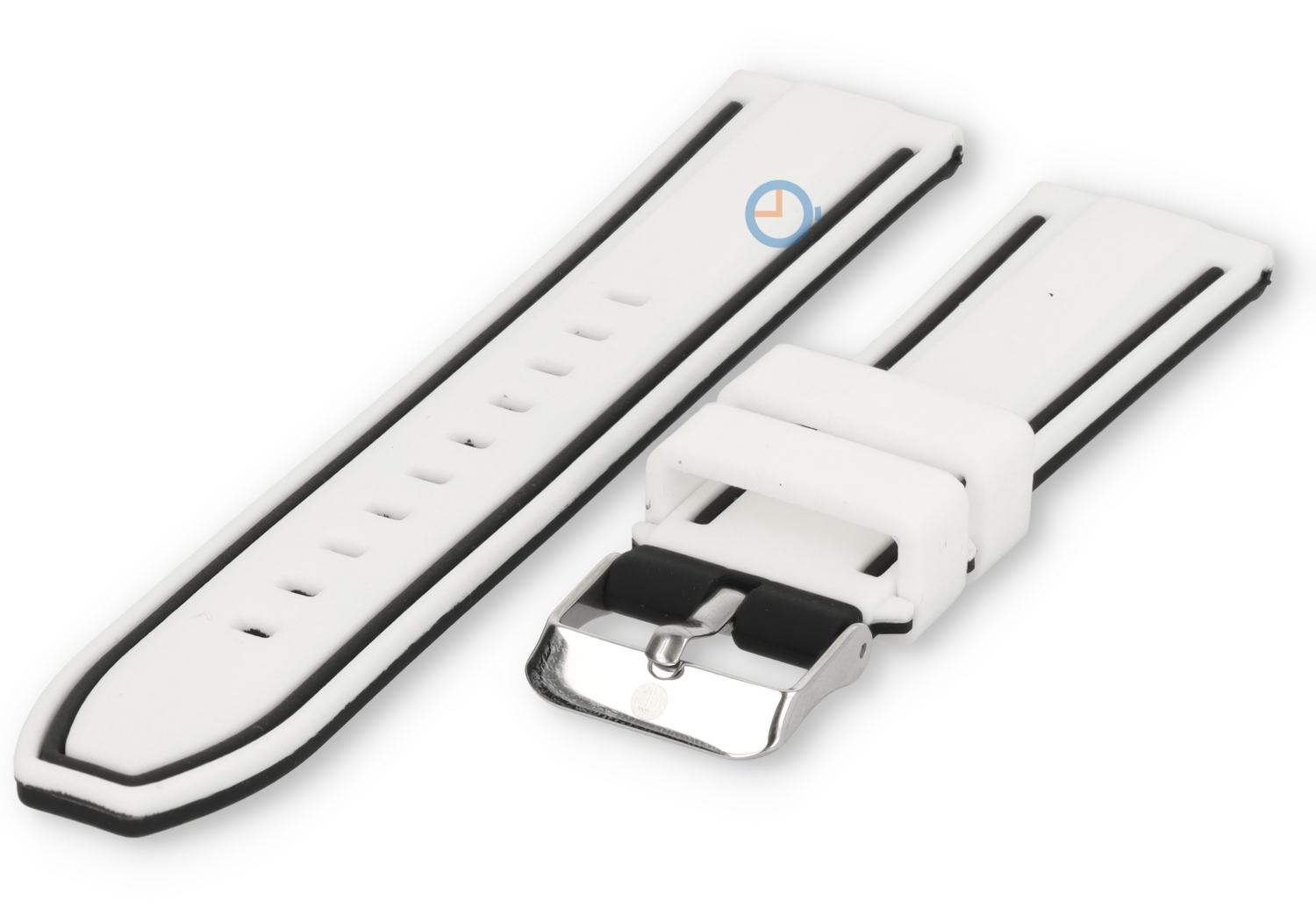 Silcone watch strap 22mm white/black (reversible)