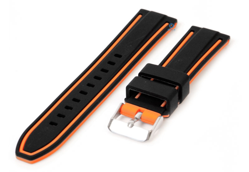 Silcone watch strap 24mm black/orange (reversible)