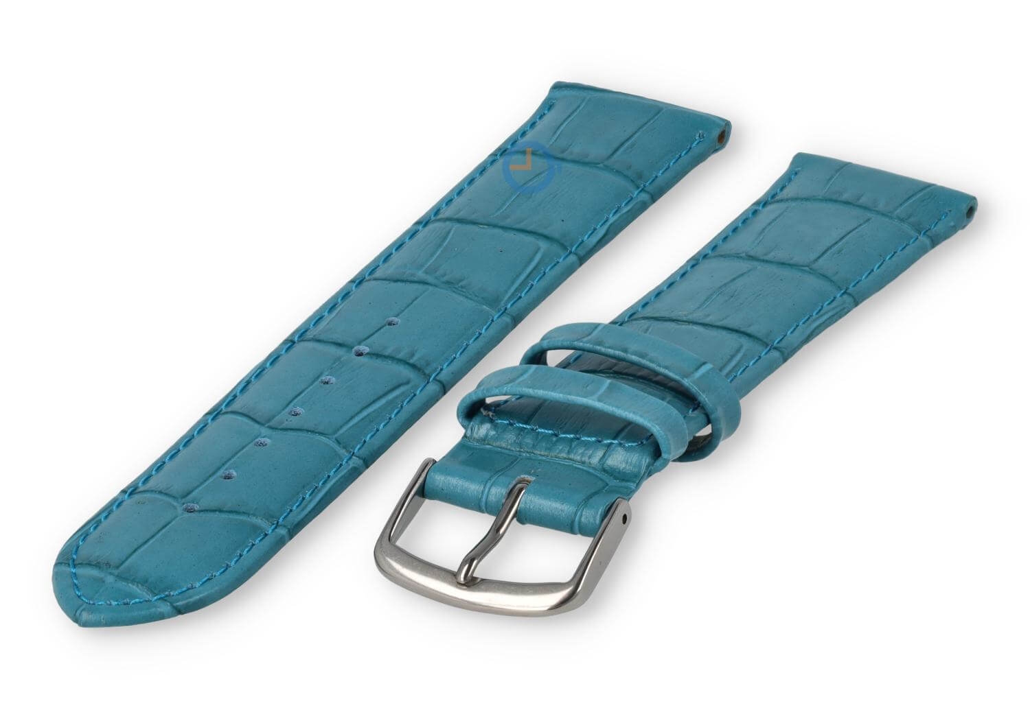 Extra-long crocoleather strap  - 20mm - petrol
