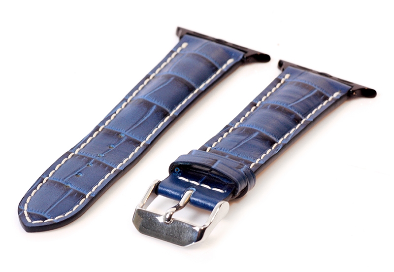 Apple Watch strap croco leather darkblue - 44/45/46/49mm