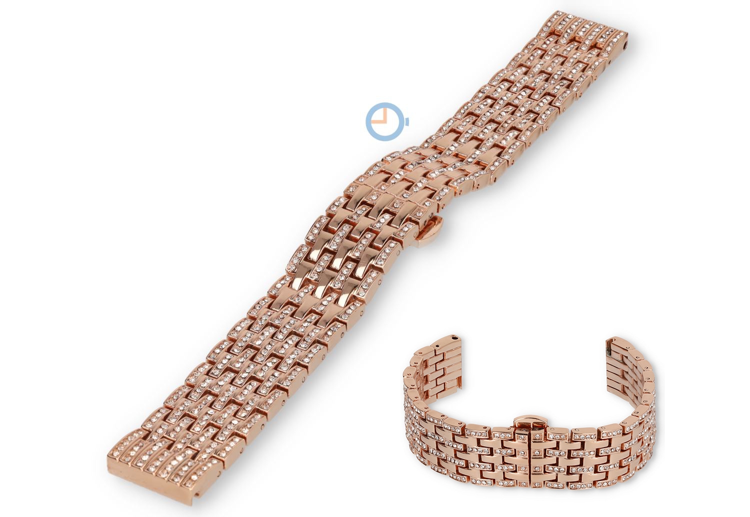 Pav? steel watch bracelet - 18mm - rosegold