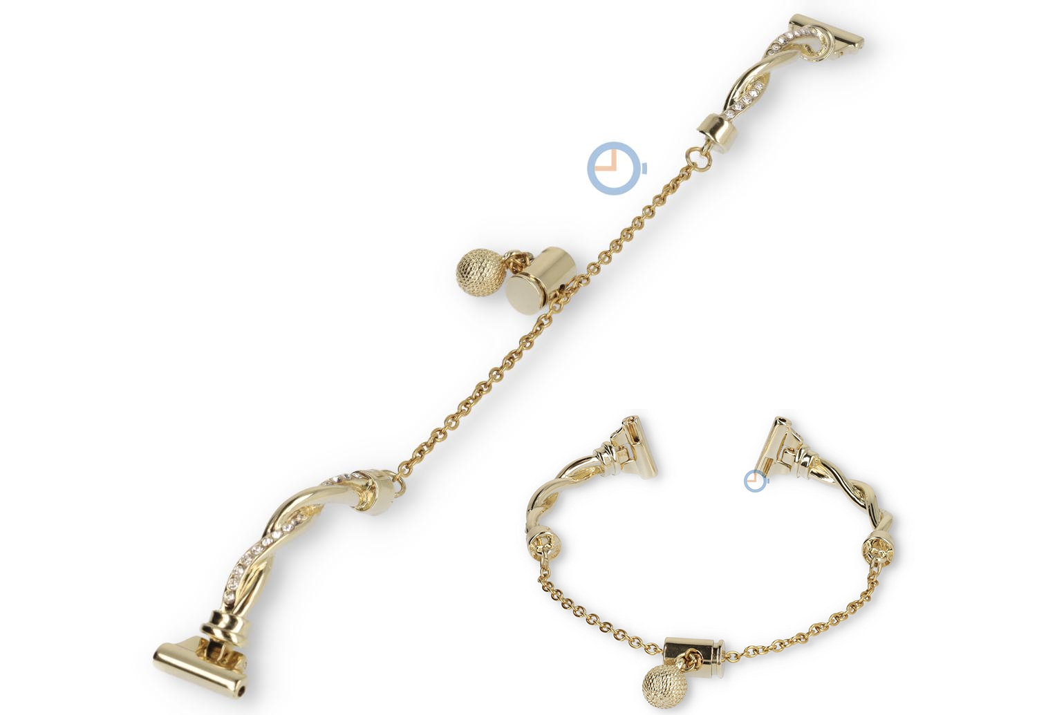 14mm jewelry watch strap - gold with crystals