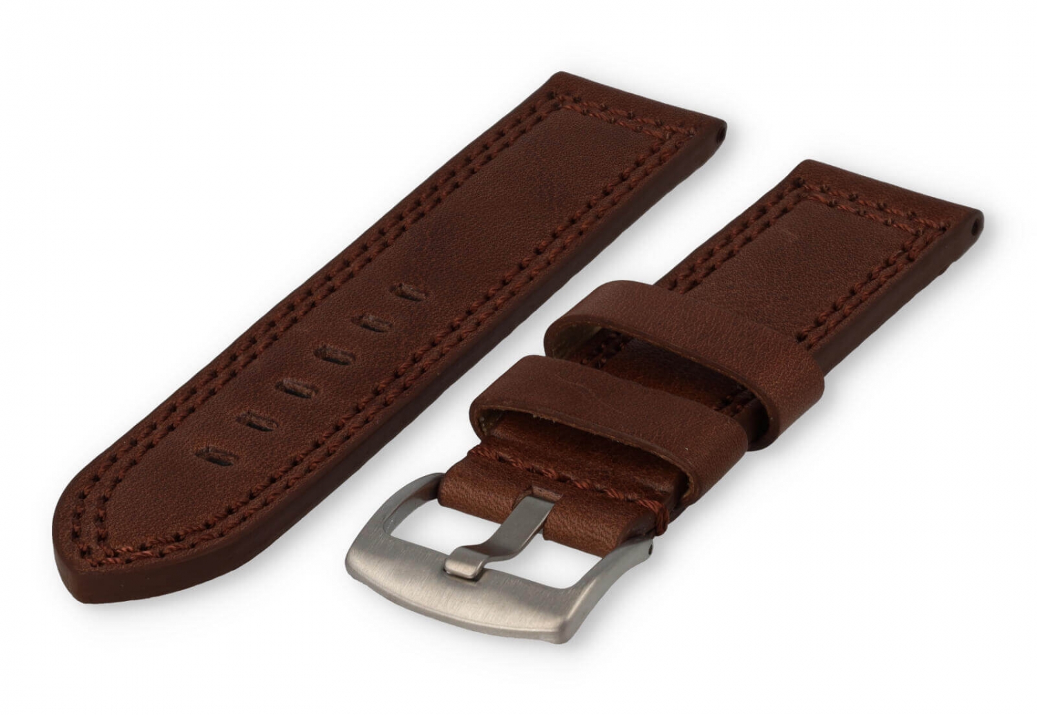 Robust leather watch band 20mm darkbrown leather