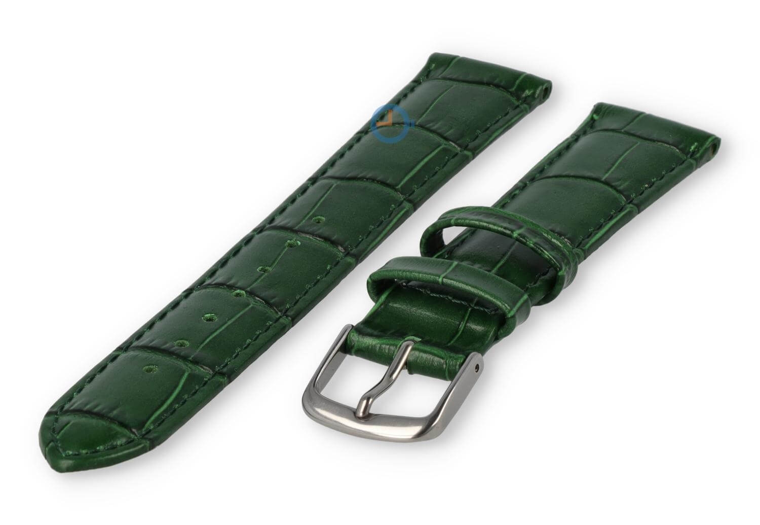 Leather strap with frizzled print - 16mm - hunting green