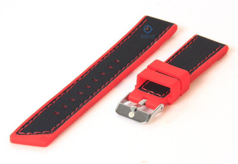 Watchstrap 20mm black-red silicone