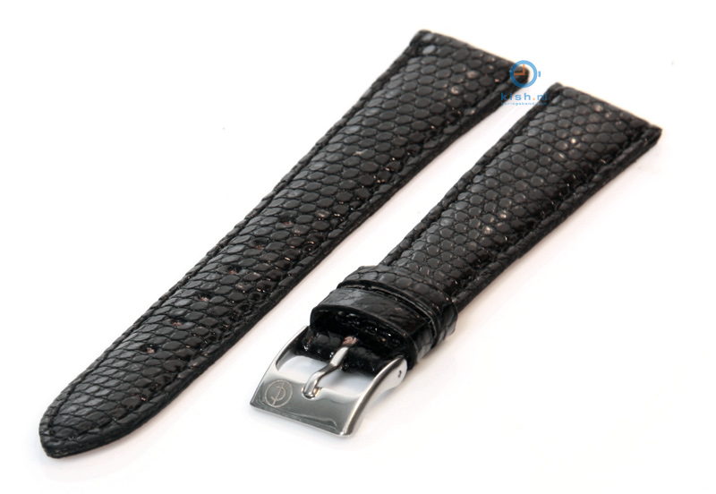 Watchstrap 16mm black lizard leather