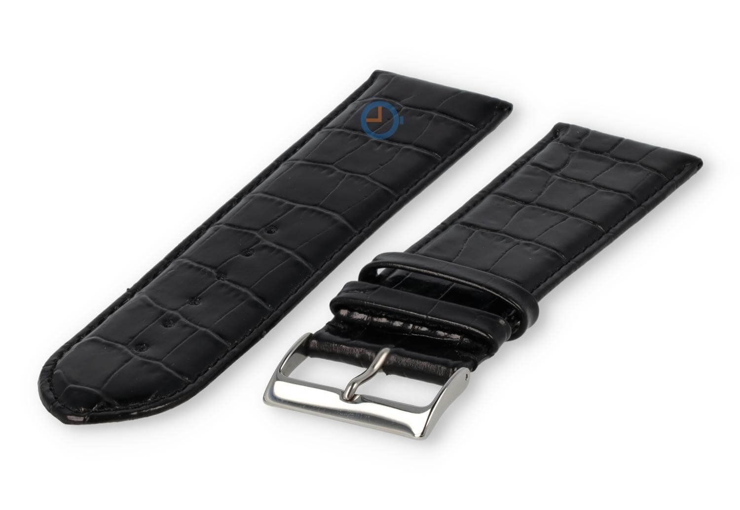 Calfskin XL strap with croco embossing - 28mm - black