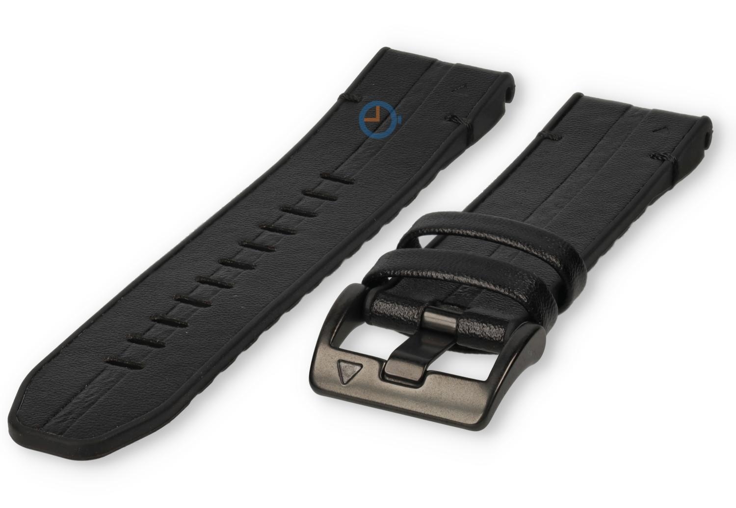 Hybrid strap - silicone/leather - 26mm - black