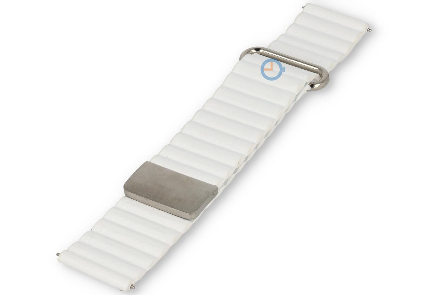 22mm leather strap with magnetic clasp - White