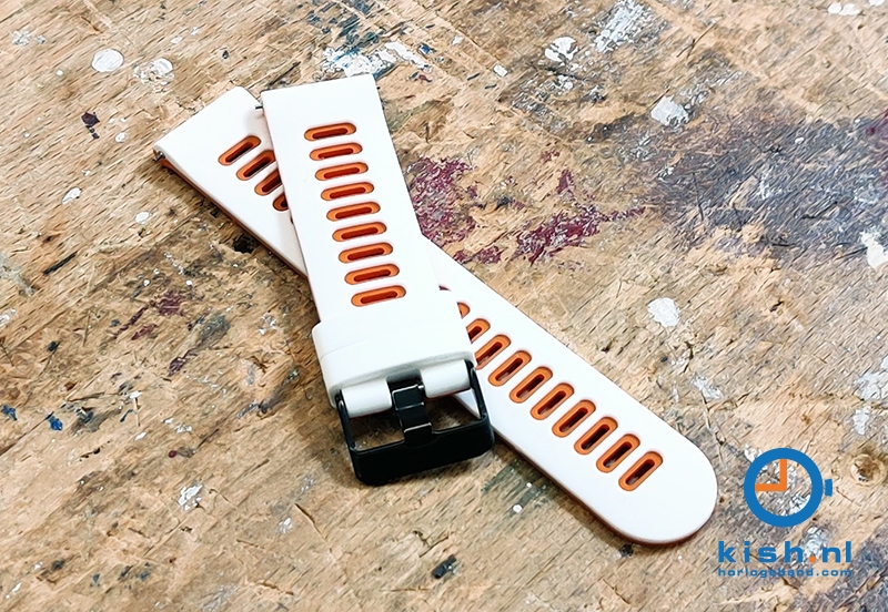 20mm siliconen horlogeband - wit/oranje