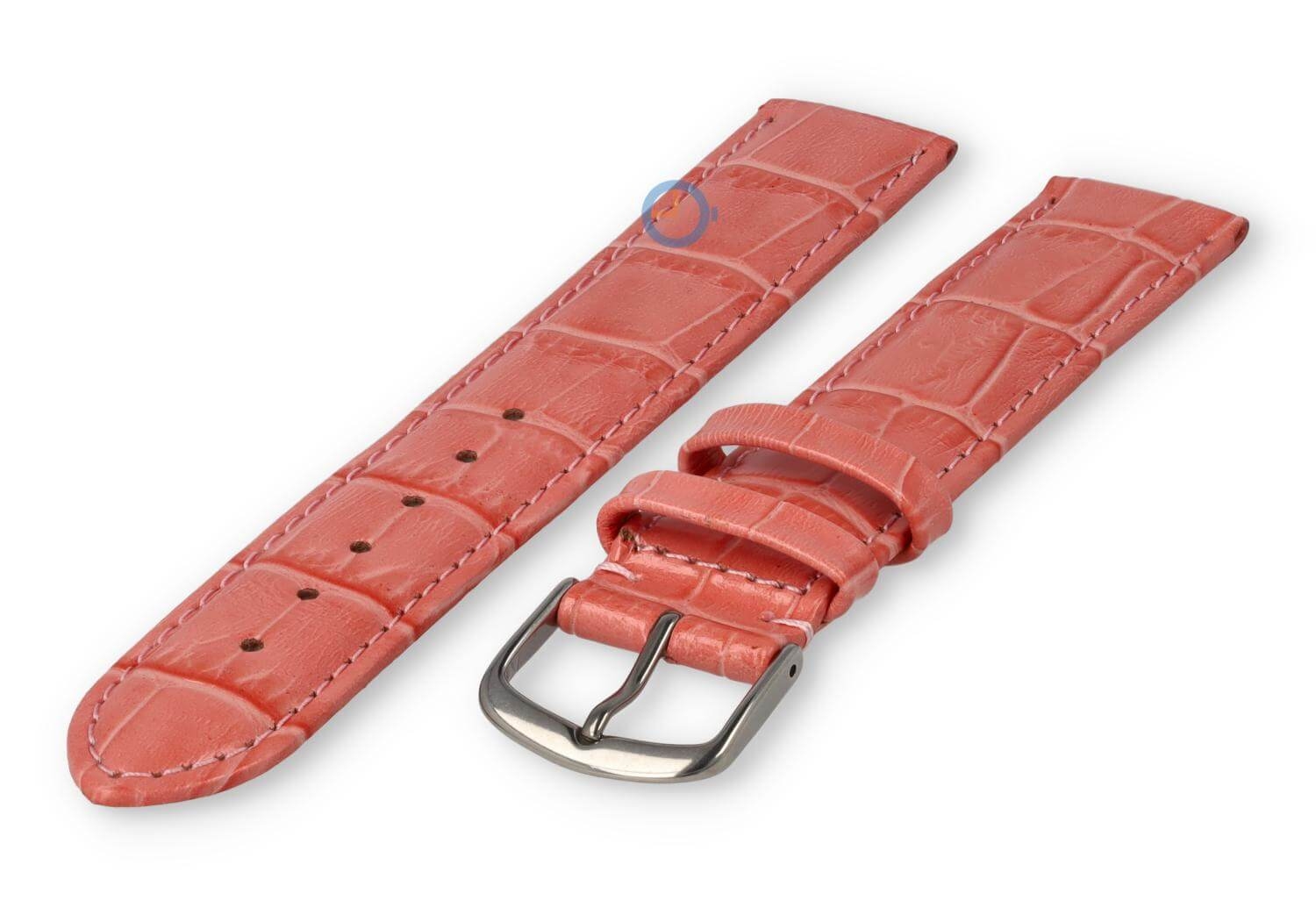 Extra-long crocoleather strap  - 20mm - salmon pink
