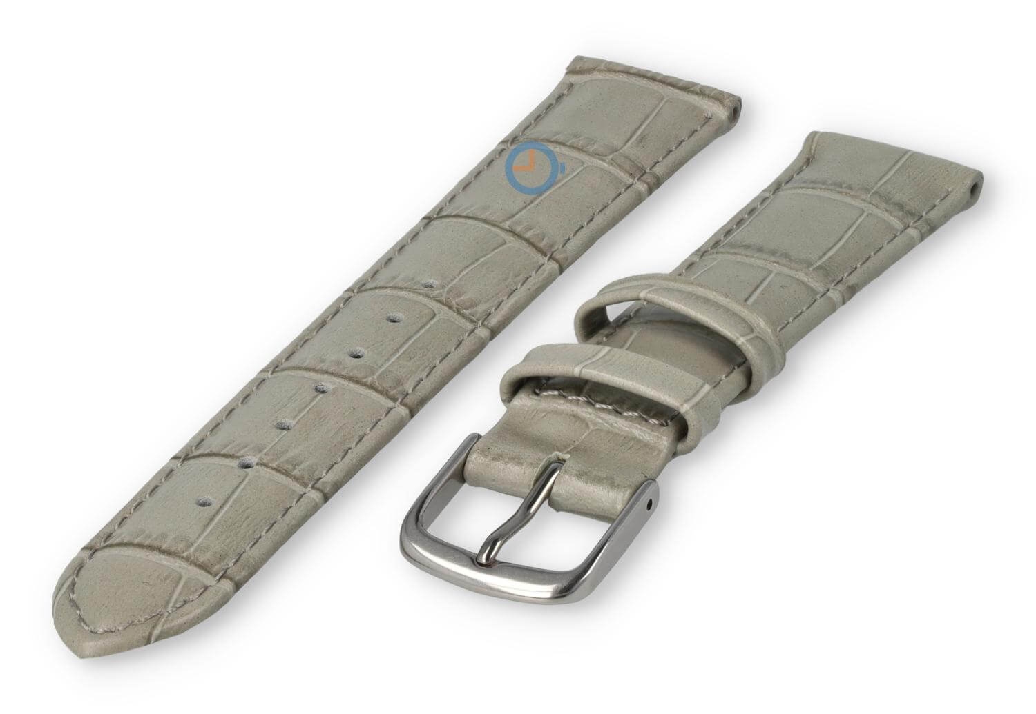 Leather strap with frizzled print - 16mm - lightgrey