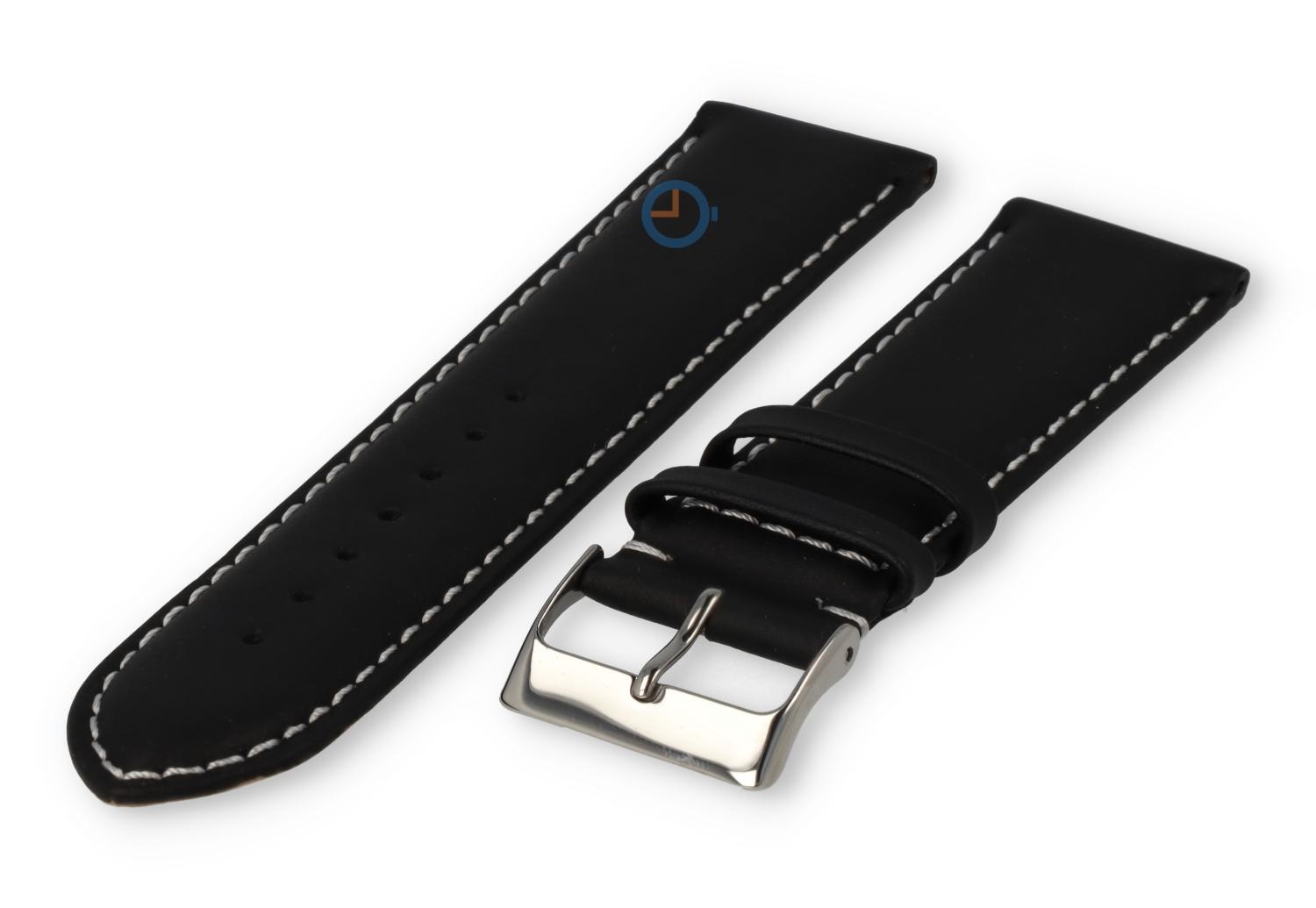 Odd-size leather watch strap - 23mm - black