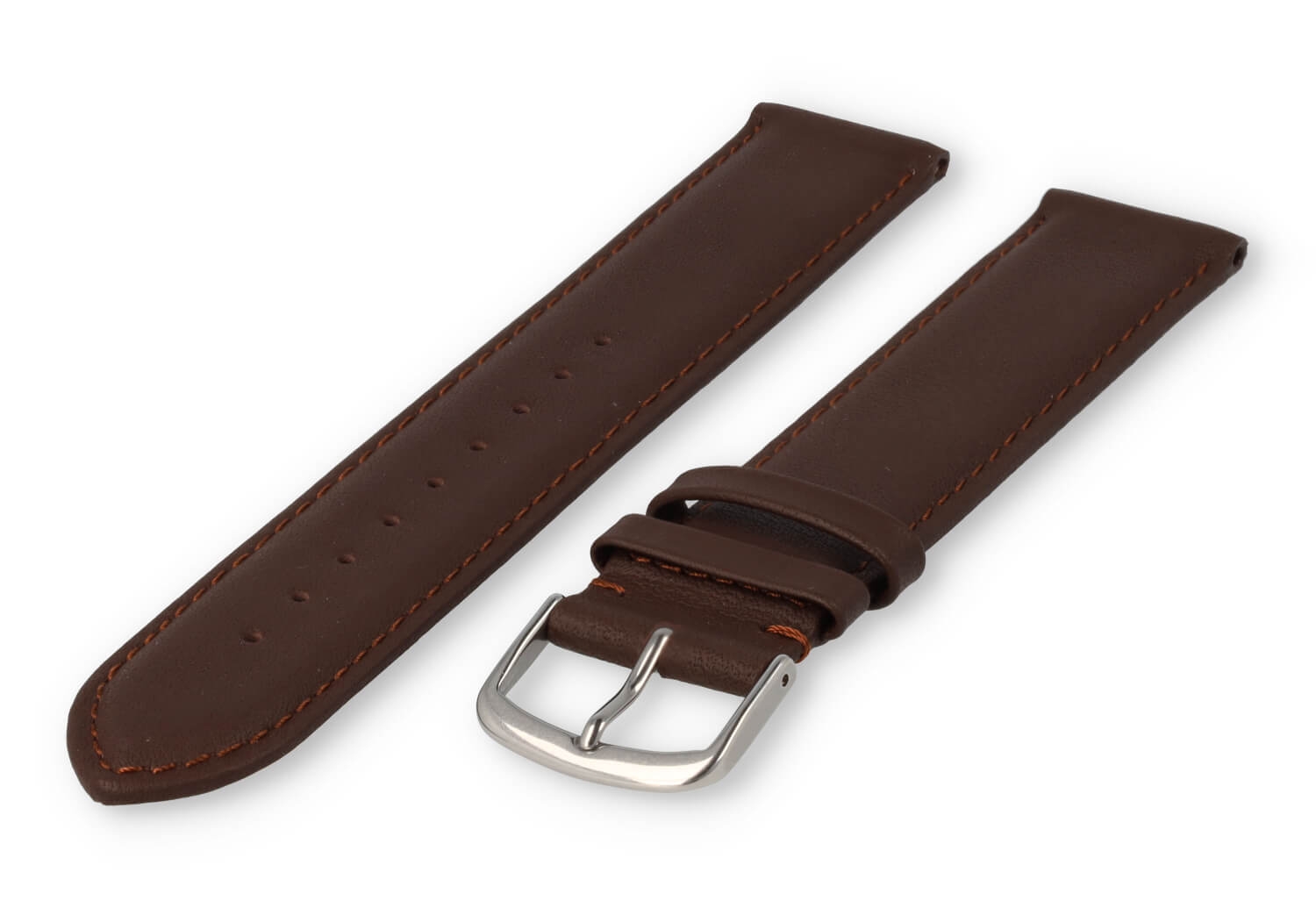XL watch strap smooth leather - 22mm - dark brown