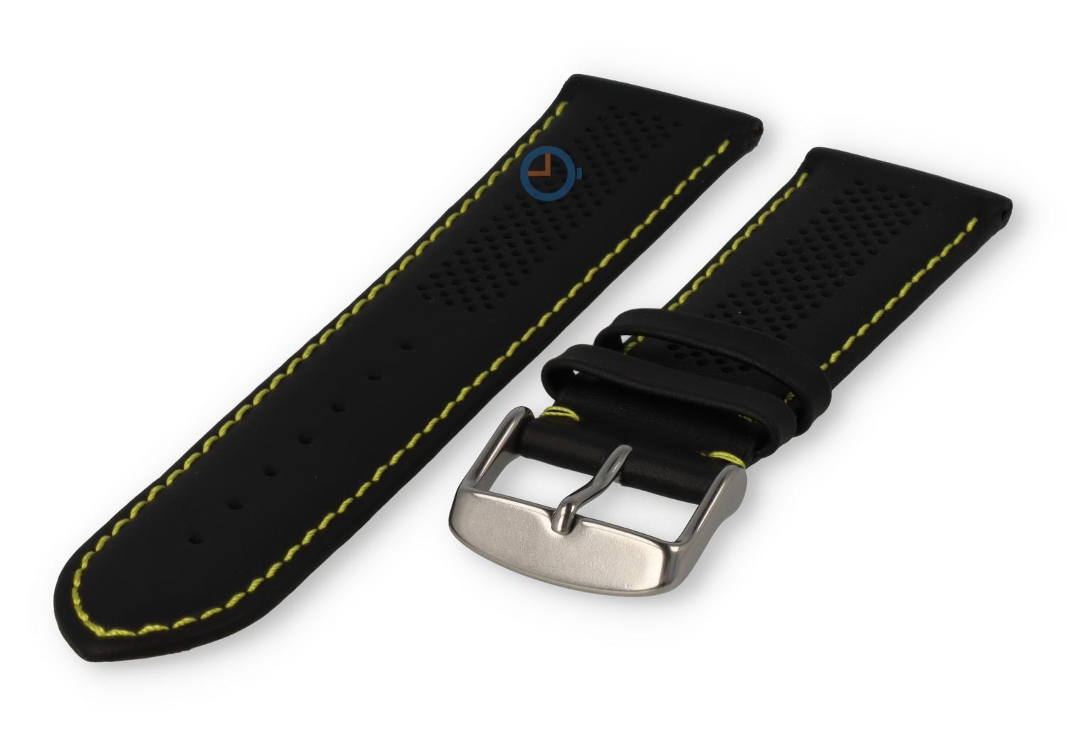 24mm hybrid strap - black with yellow