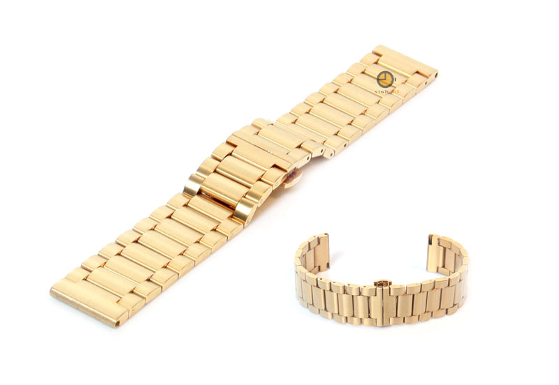 Watchstrap 22mm stainless steel matt gold