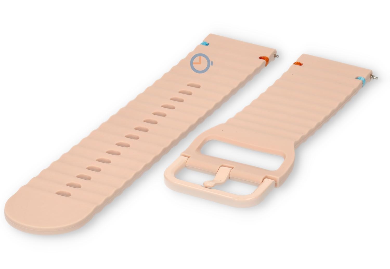 Tuck under silicone strap: 22mm pink