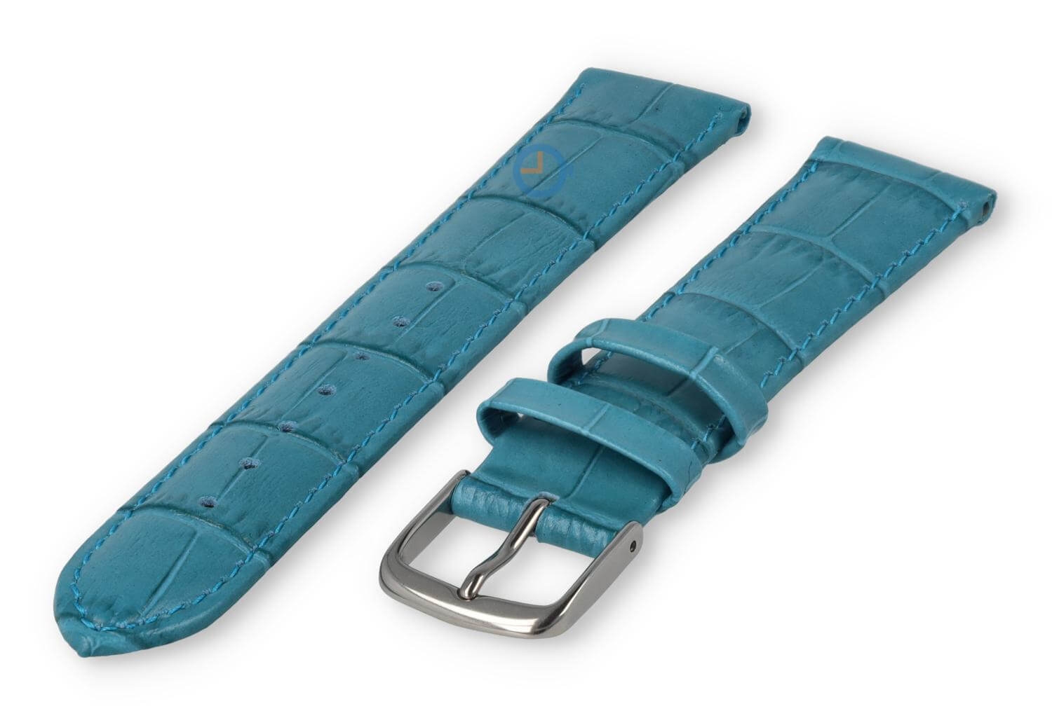 Leather strap with frizzled print - 16mm - petrol