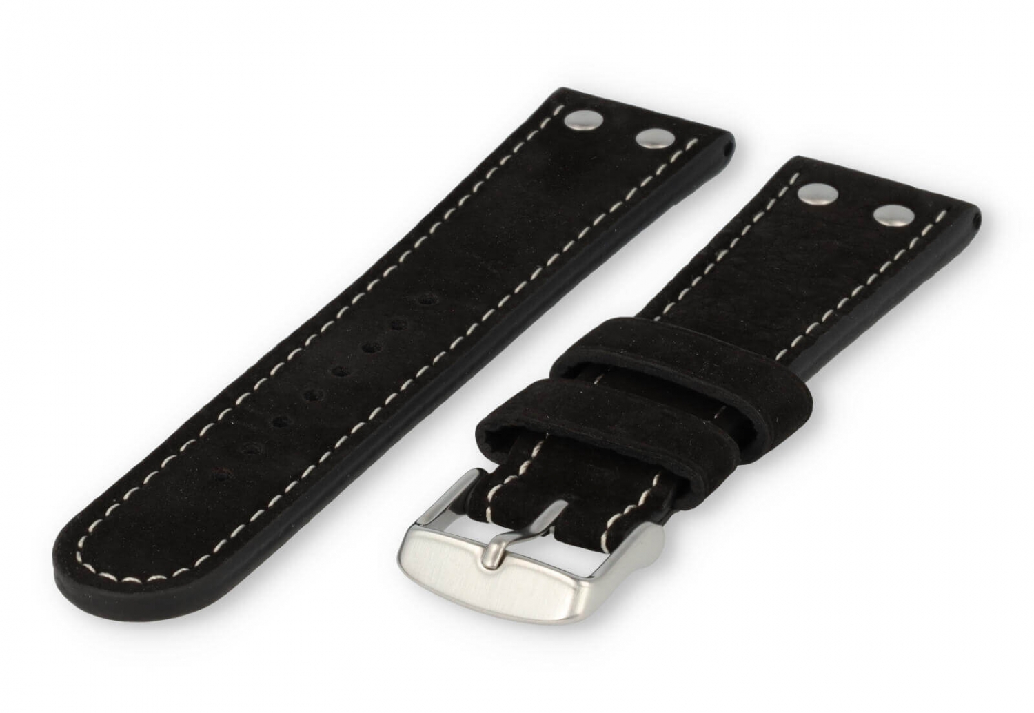 Flieger watch band 24mm black leather