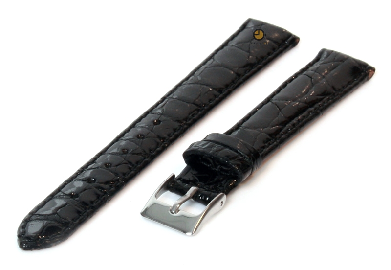 Watchstrap 16mm black crocodile leather