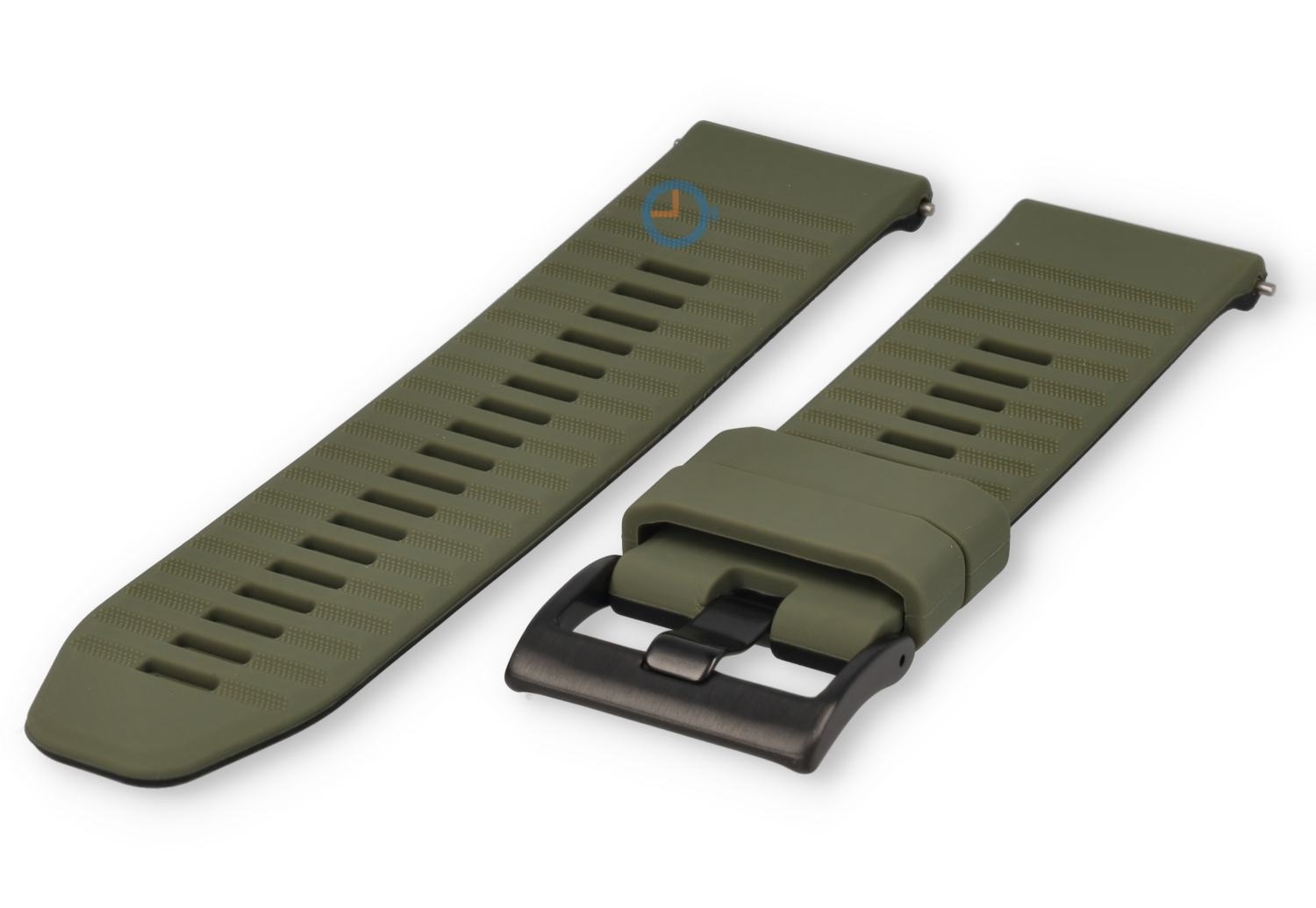 24mm silicone watch strap - green black - quick-release