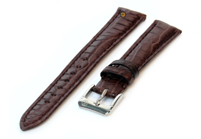 Matte watchstrap 16mm darkbrown crocodile leather