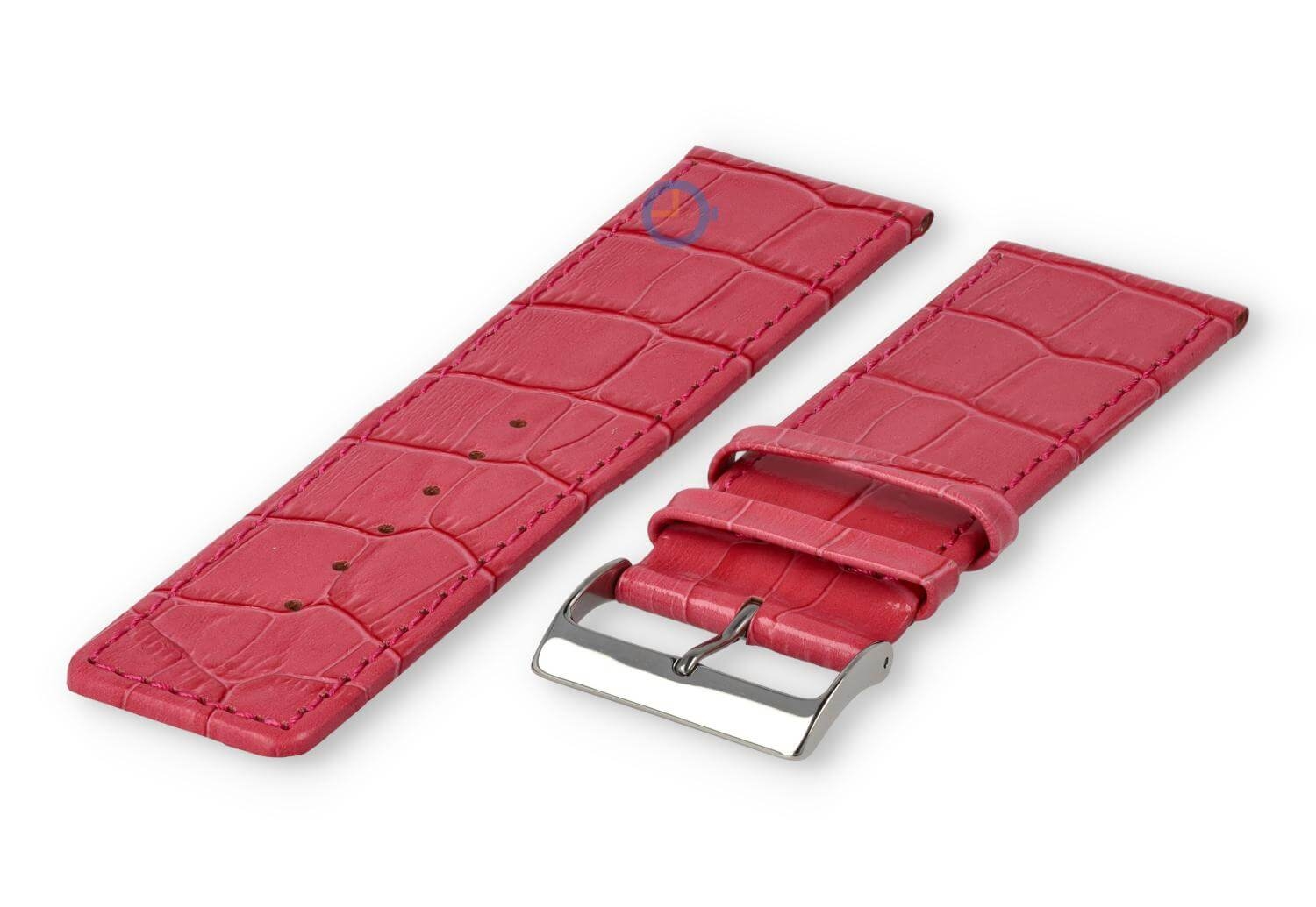 Calfskin strap with croco-relief - 28mm - raspberry