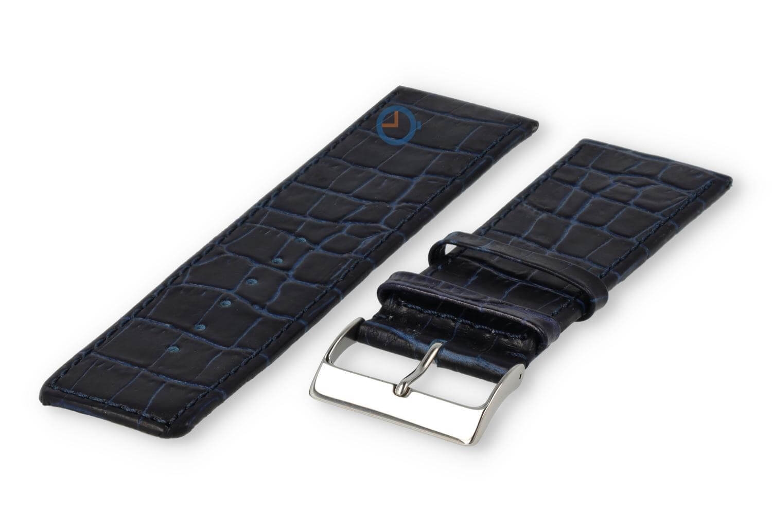 Calfskin strap with croco-relief - 28mm - dark blue
