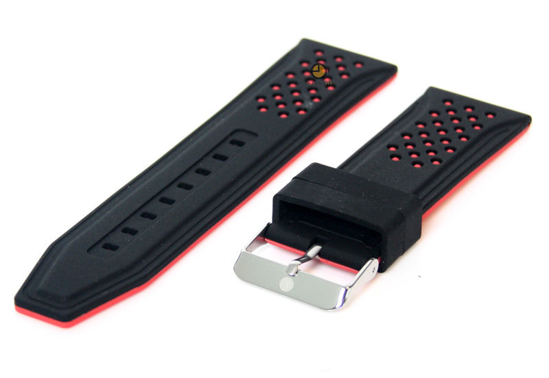 Watchstrap 26mm bicolor black-redsilicone