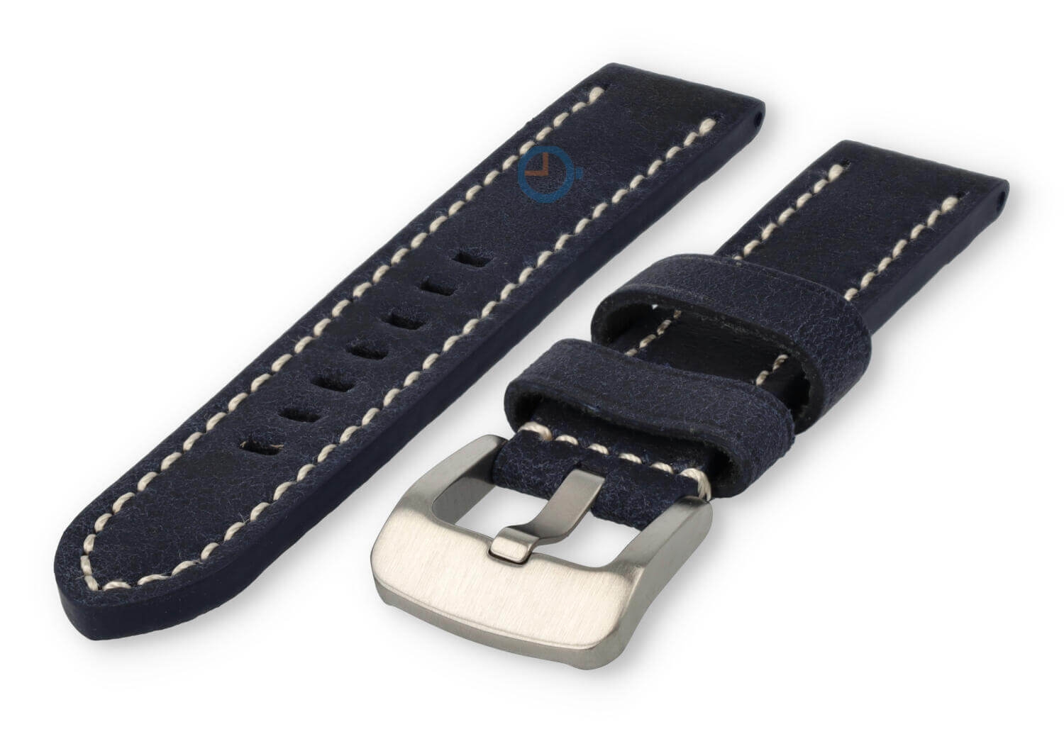 Water-repellent leather watch strap - 22mm - dark blue