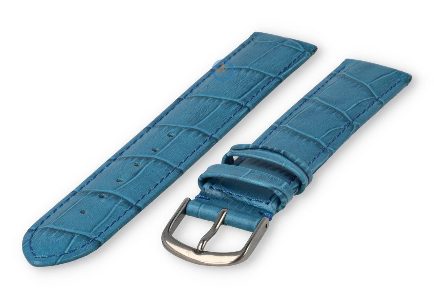 XL leather strap with frizzled print - 16mm - petrol