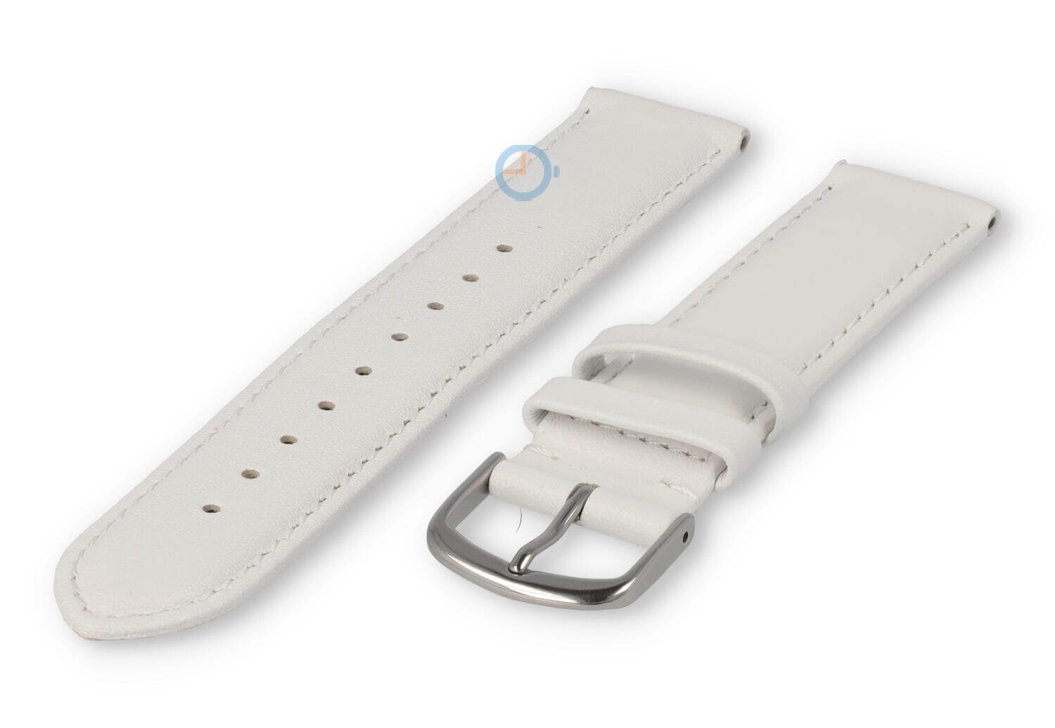 18mm watch strap smooth leather - white