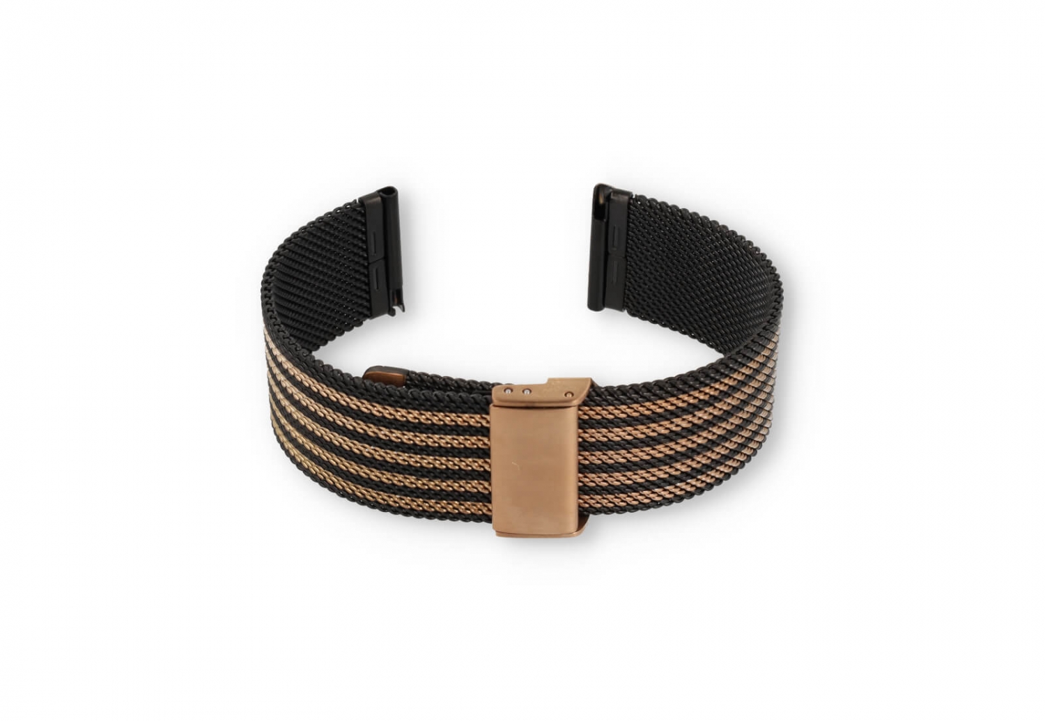 orlogeband 22mm milanees zwart/rosegoud - Quick Switch (FIJN)