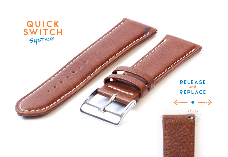 Watchstrap 24mm brown eco-friendly cowhide