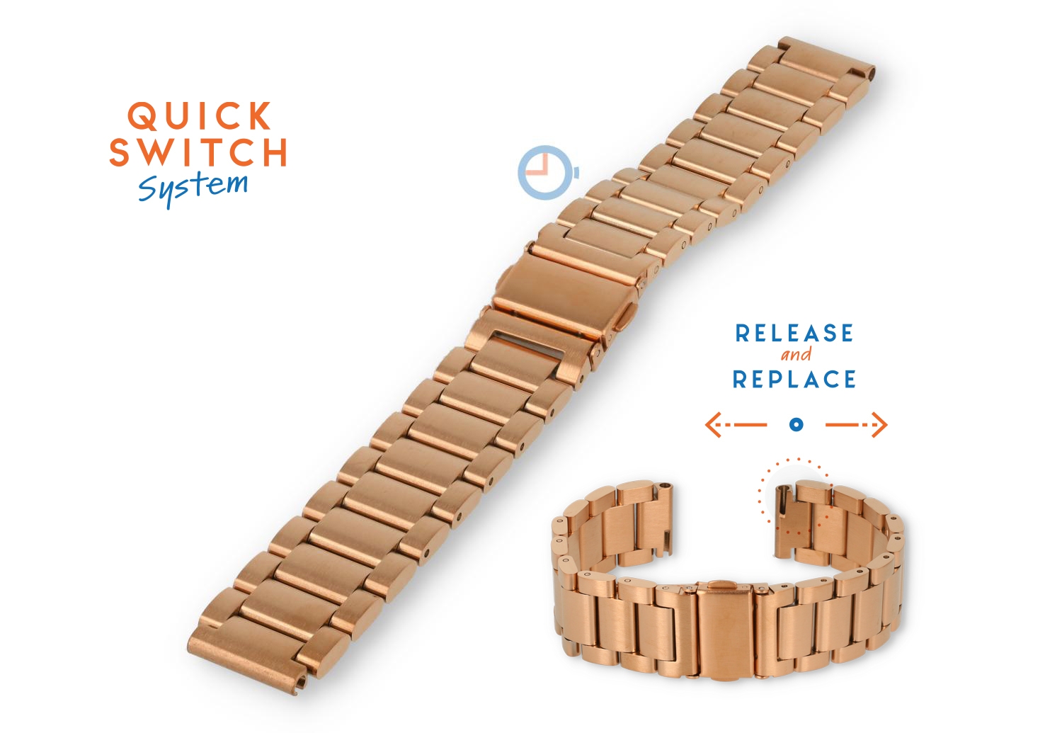 Quick Switch 16mm stalen bandje - Rose Gold