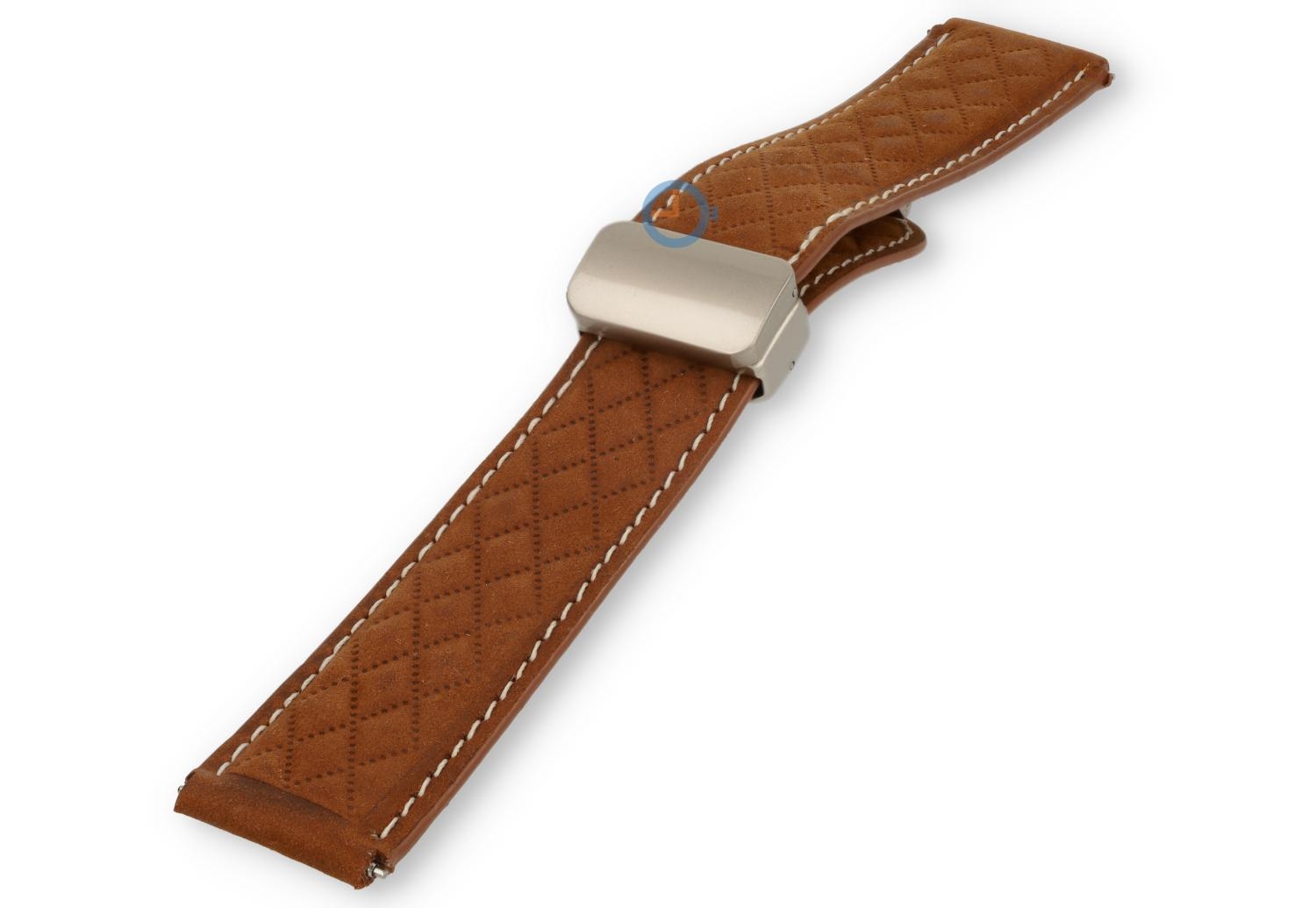 Magnetic watch strap luxury leather - 20mm - Cognac