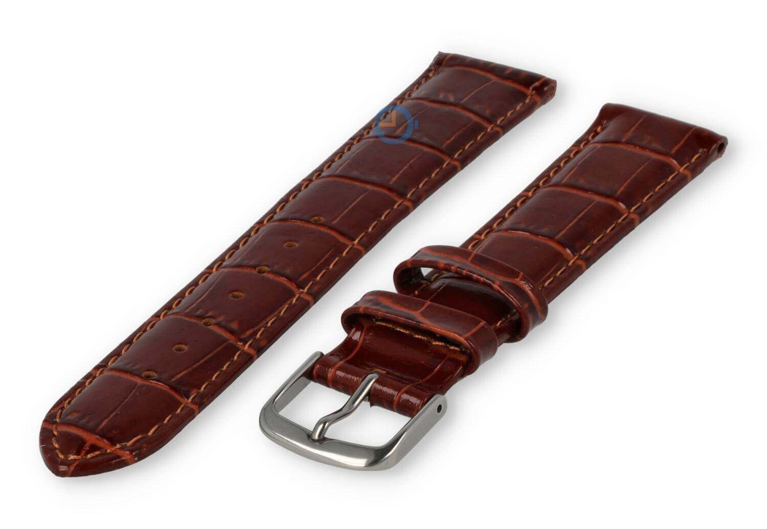 Leather strap with frizzled print - 16mm - rust-brown