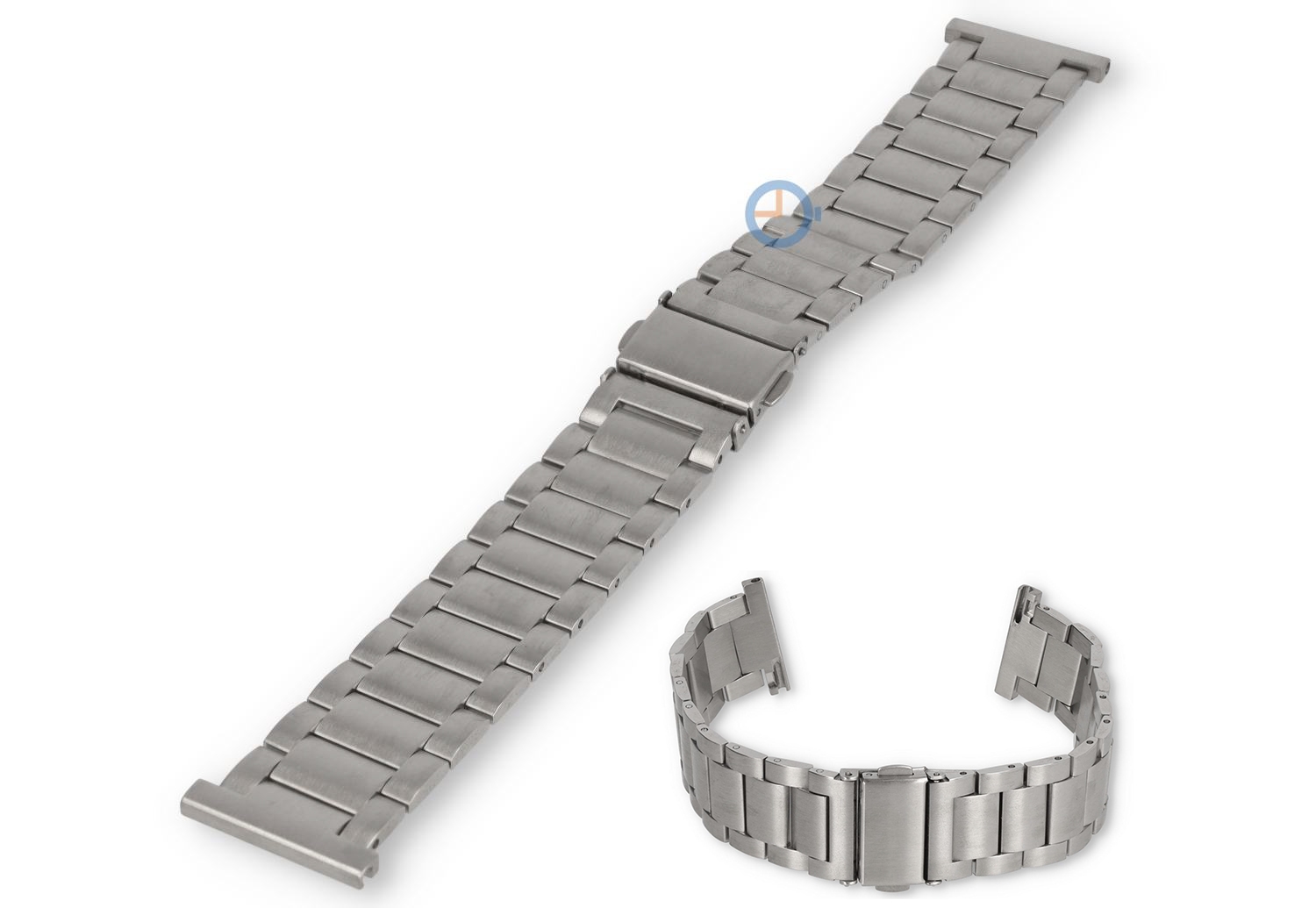 22mm matt steel linked strap - silver