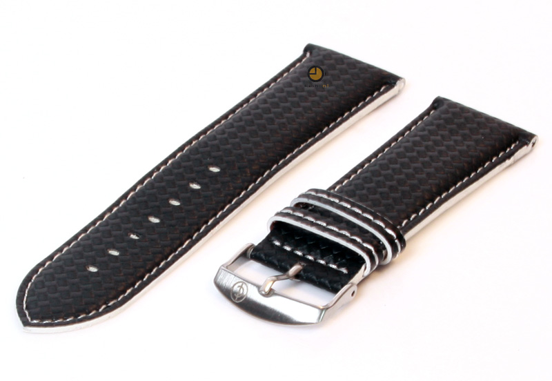 Waterproof black-white watchstrap 24mm