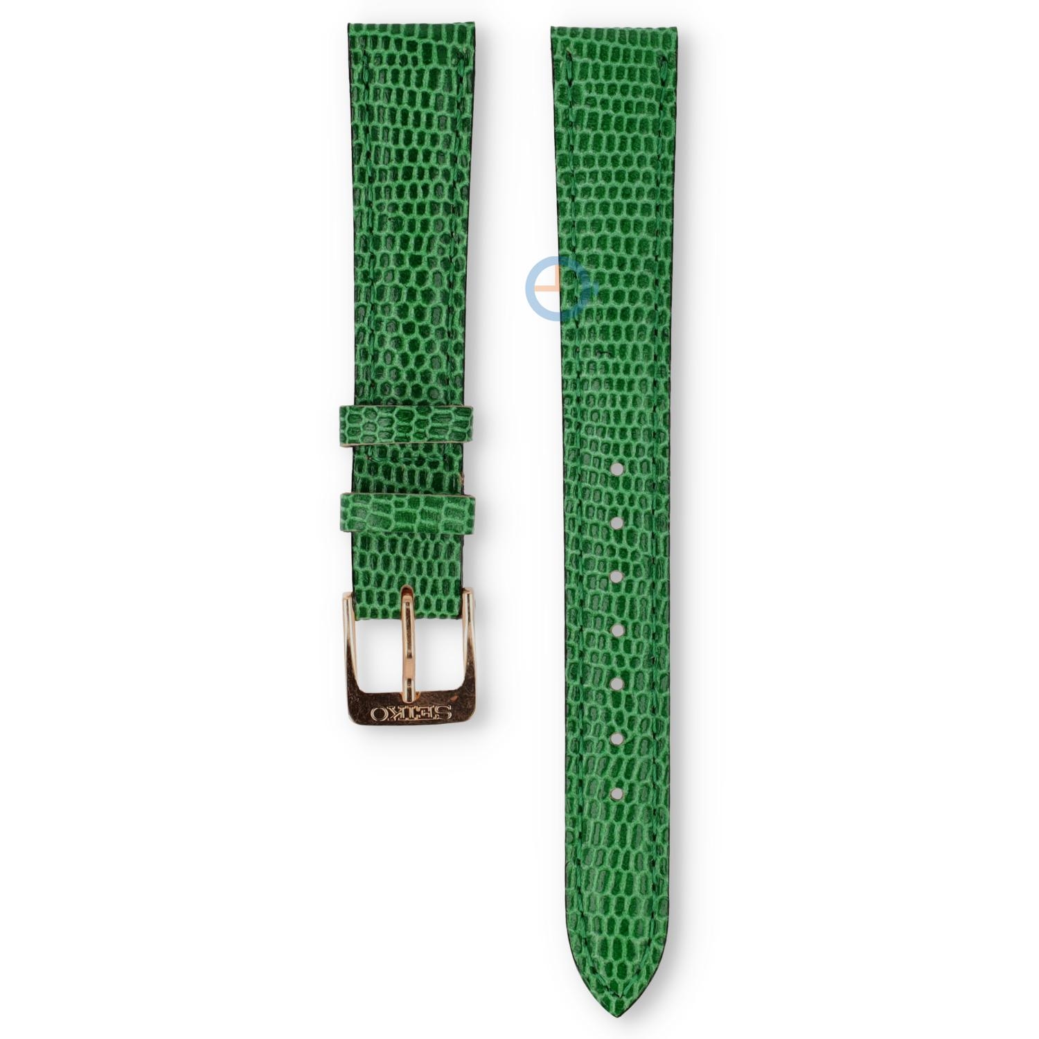 Universal 14mm green leather watch strap - Seiko