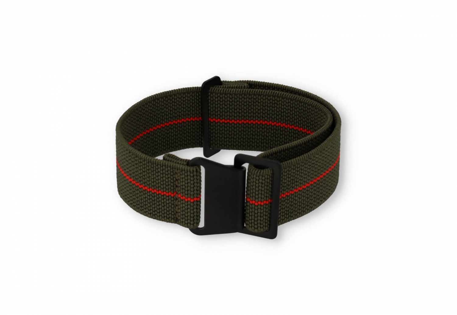 Elastische horlogeband 22mm nylon groen - rood