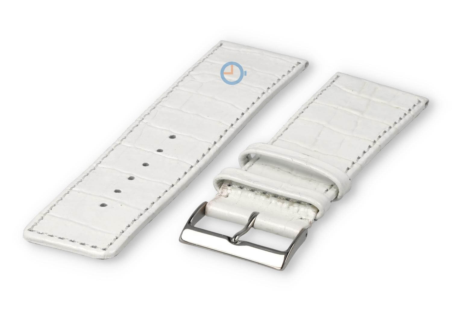 Calfskin XL strap with croco embossing - 28mm - white